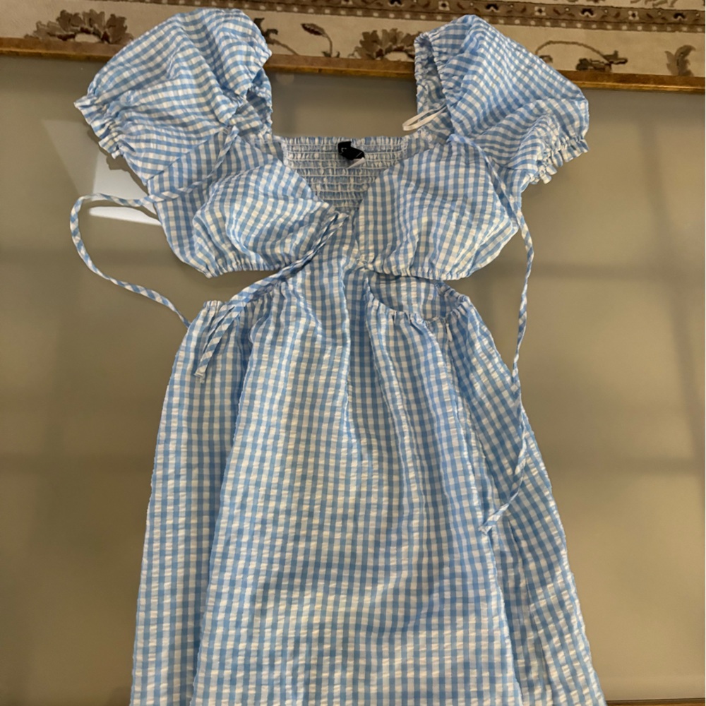 Blue Gingham Checkered Dress